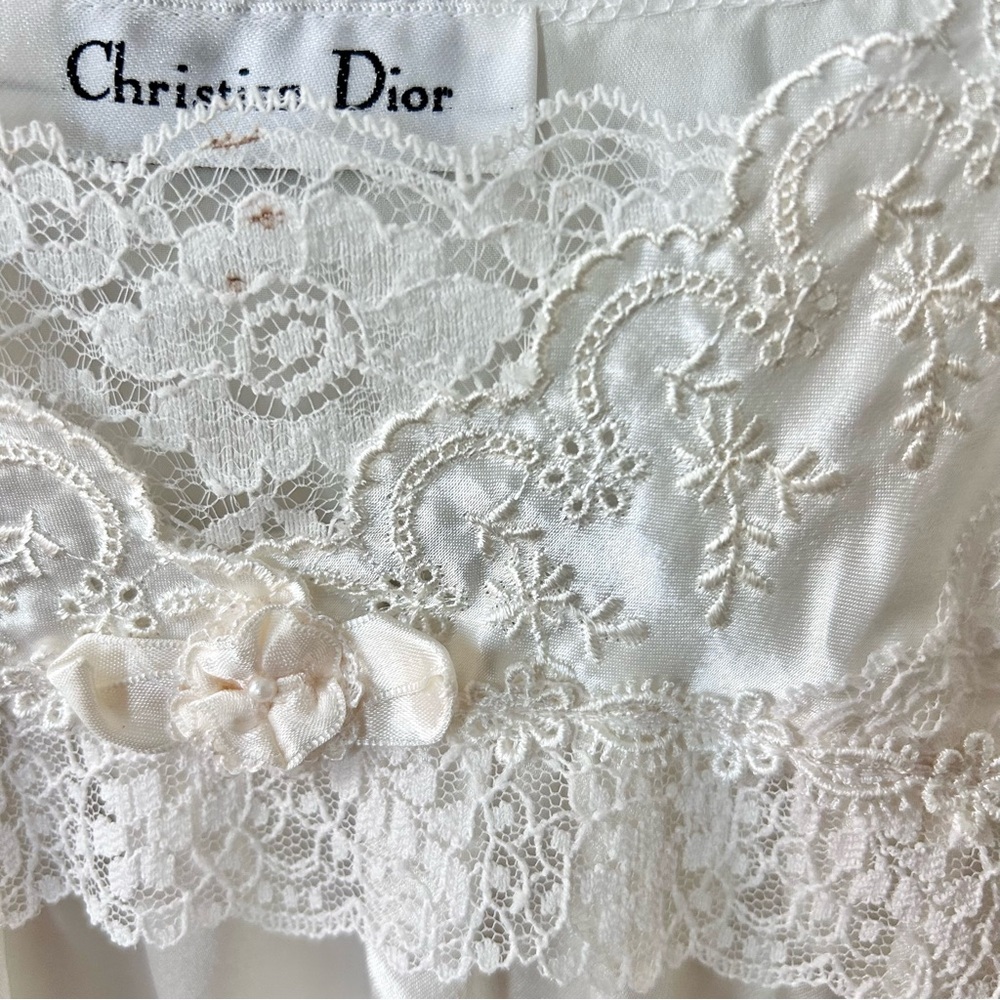 Vintage 80's NWT with defects Christian Dior Vintage Nightgown with Lace Details - Picture 5 of 11